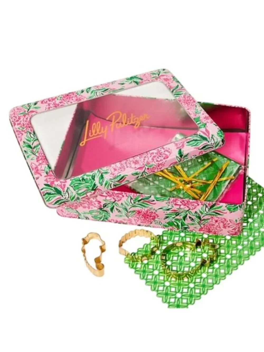 Lilly Pulitzer Cookie Cutters Set of 3 & Exchange Kit in Metal Tin Hostess Gift